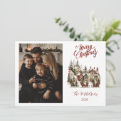Foto Knus Kerst Dorp Feestdagenkaart (Staand voorkant)