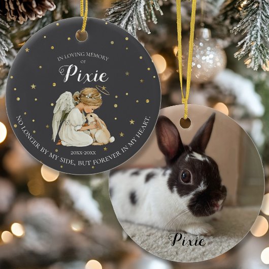 Foto Konijn Dierenherdenking Keramisch Ornament