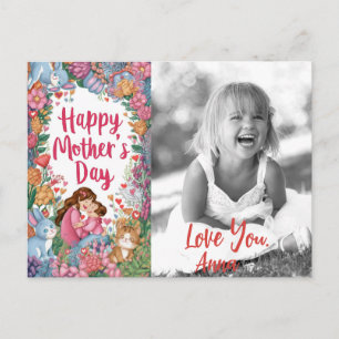 *~* Foto Konijntje Whimsical Hart Moederdag AP72 Feestdagenkaart