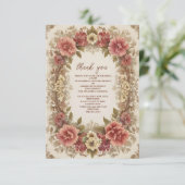 Foto Koninklijke Victoriaanse Bloemige Bruiloftssh Bedankkaart (Staand voorkant)