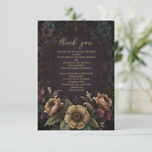 Foto Koninklijke Victoriaanse Gotische Bloemige Br Bedankkaart (Staand voorkant)