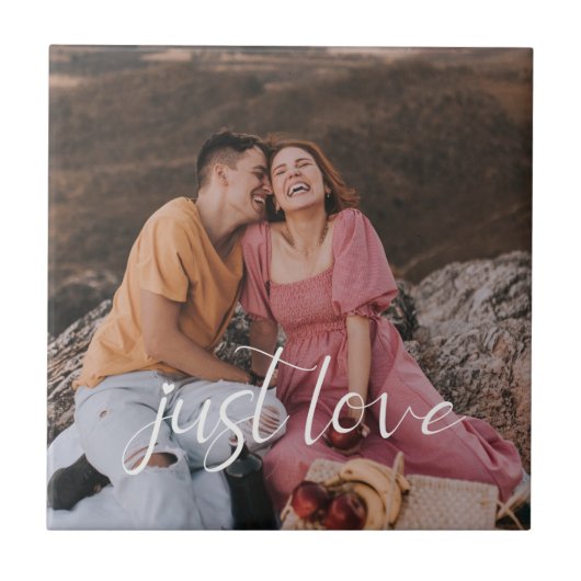 Foto Koppel Gewoon Liefde Schrift Tegeltje (Voorkant)
