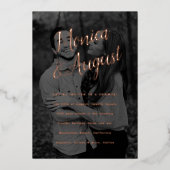 Foto Koppels Douche Verlovingsfeest Folie Uitnodiging (Voorkant)