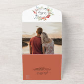 Foto, Koraal Perzik en Crème Bloemen Bruiloft, RSV All In One Uitnodiging (Buitenkant)