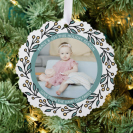 Foto krans ingelijst gepersonaliseerde kerst ornament kaart