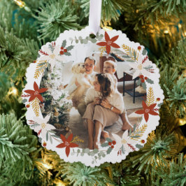 Foto krans ingelijst gepersonaliseerde kerst ornament kaart