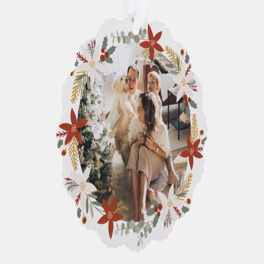 Foto krans ingelijst gepersonaliseerde kerst ornament kaart (Rechts)