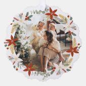 Foto krans ingelijst gepersonaliseerde kerst ornament kaart (Voorkant)