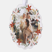 Foto krans ingelijst gepersonaliseerde kerst ornament kaart (Links)