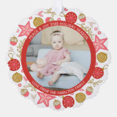Foto krans ingelijst gepersonaliseerde kerst ornament kaart (Voorkant)