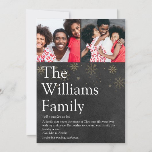 Foto Krijtbord Familie Definitie Kerstmis Feestdagenkaart (Voorkant)