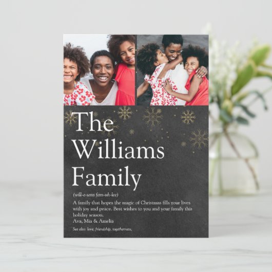 Foto Krijtbord Familie Definitie Kerstmis Feestdagenkaart (Staand voorkant)