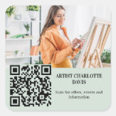 Foto kunstenaar ontwerper salie groene QR-code Vierkante Sticker (Voorkant)