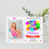 Foto Kunstverjaardagsuitnodiging Kunstmatige verfv Kaart (Staand voorkant)