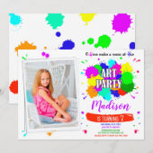 Foto Kunstverjaardagsuitnodiging Kunstmatige verfv Kaart (Voorkant / Achterkant)