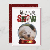 Foto Laat het Sneeuw Overlay Snowglobe Budget Rood Feestdagenkaart (Voorkant / Achterkant)