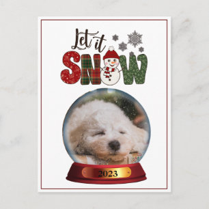 Foto Laat het Sneeuw Overlay Snowglobe Budget Rood Feestdagenkaart
