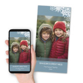 Foto - Laat het sneeuwen Sneeuwvlokken - blauw wit Feestdagenkaart