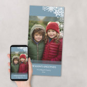 Foto - Laat het sneeuwen Sneeuwvlokken - blauw wit Feestdagenkaart