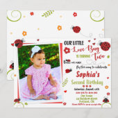 Foto: Ladybug verjaardagsuitnodiging Meisjesliefko Kaart (Voorkant / Achterkant)