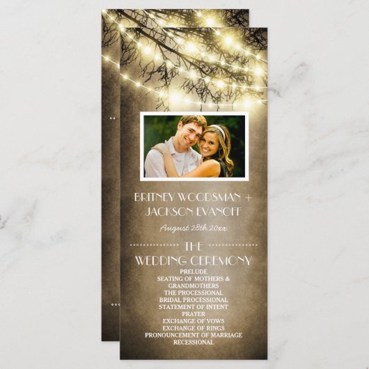 Foto  Land Rustieke Boom Trouwprogramma's Programmakaart (Voorkant / Achterkant)