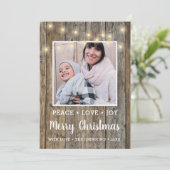 Foto landruithouten lantaarns feestdagenkaart (Staand voorkant)