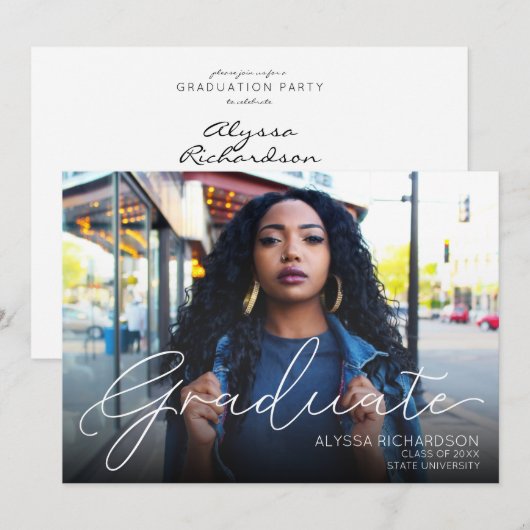 Foto Landschap Typografie Afstuderen White Ombre Kaart (Voorkant / Achterkant)