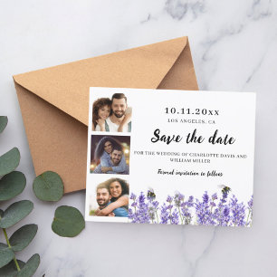 Foto lavendel bloemen bruiloft Save the Date kaart