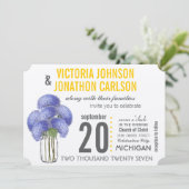 Foto Lavendel Gele Hydrangea Mason Jar Bruiloft Kaart (Staand voorkant)