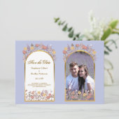 Foto Lavendel Goud Elegant Bruiloft Save The Date Kaart (Staand voorkant)