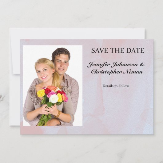 Foto Lavendel Mist Marmer Save the Date Kaart (Voorkant)