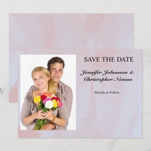 Foto Lavendel Mist Marmer Save the Date Kaart (Voorkant / Achterkant)