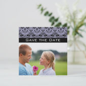 Foto Lavendel & Zwarte Kroonluchter Save the Date Kaart (Staand voorkant)