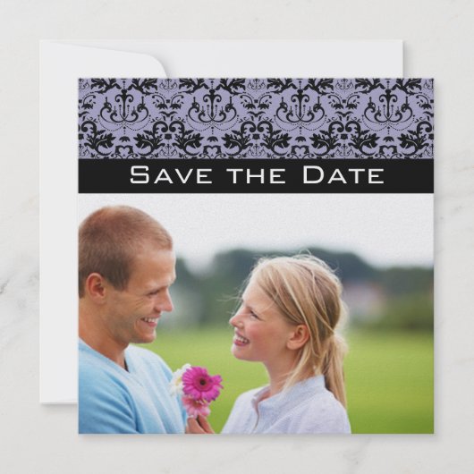 Foto Lavendel & Zwarte Kroonluchter Save the Date Kaart (Voorkant)