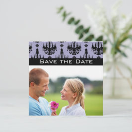 Foto lavender & Black Chandelier Save Date Kaart