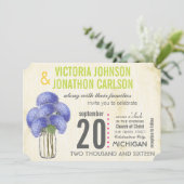 Foto Lavender Limoen Hydrangea Mason Jar Wedding Kaart (Staand voorkant)