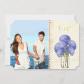 Foto Lavender Limoen Hydrangea Mason Jar Wedding Kaart (Achterkant)