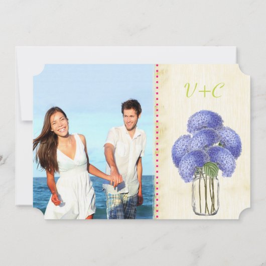 Foto Lavender Limoen Hydrangea Mason Jar Wedding Kaart (Achterkant)