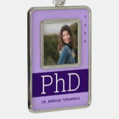 Foto Lavender Paars Name PhD Afstuderen Verzilverd Omlijst Ornament (Rechts)