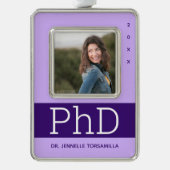Foto Lavender Paars Name PhD Afstuderen Verzilverd Omlijst Ornament (Voorkant)