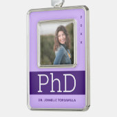 Foto Lavender Paars Name PhD Afstuderen Verzilverd Omlijst Ornament (Links)