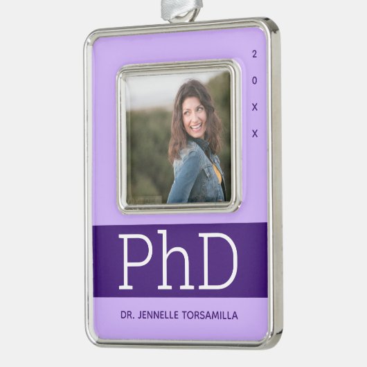 Foto Lavender Paars Name PhD Afstuderen Verzilverd Omlijst Ornament (Links)