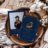 Foto Law School Afstuderen Modern Navy Blue Gold Kaart