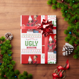 Foto Lelijke Kersttrui Rood Groen Nordic Knit Cadeaupapier