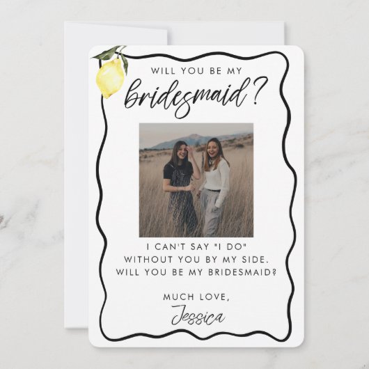 Foto Lemon Drop Martini Bruidsmeisje Proposal Kaar (Achterkant)