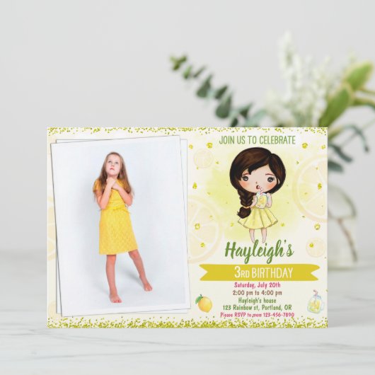 Foto: Lemon uitnodiging Vruchtverjaardag uitnodigi (Staand voorkant)