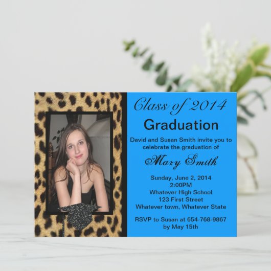 Foto: Leopard Afstuderen Invitation Kaart (Staand voorkant)