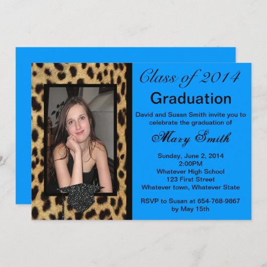 Foto: Leopard Afstuderen Invitation Kaart (Voorkant / Achterkant)