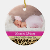 Foto Leopard Dubbelzijdig 2 Afbeelding Baby eerst Keramisch Ornament (Voorkant)