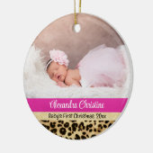 Foto Leopard Dubbelzijdig 2 Afbeelding Baby eerst Keramisch Ornament (Links)